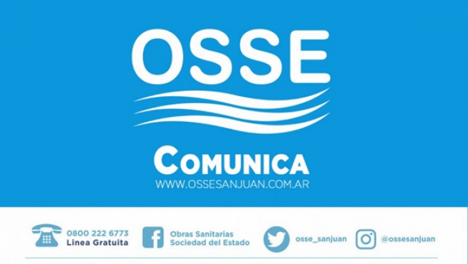 OSSE comunica que se verá interrumpido el servicio de agua potable en 9 de Julio