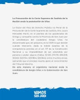 La procuración  de la Corte suprema de Justicia de la Nación avala la postulación de Sergio Uñac