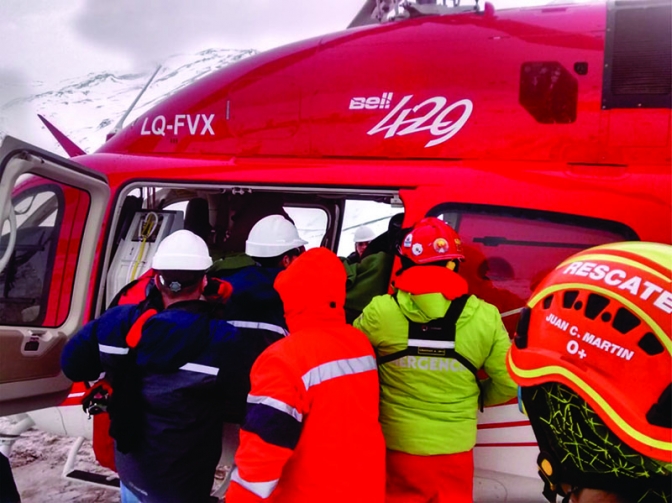 Rescate del minero en plena cordillera