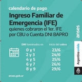 Calendario de pago del Ingreso Familiar de Emergencia