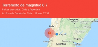 Un sismo de 6,7 grados sacudi&oacute; a parte de la zona costera central de Chile
