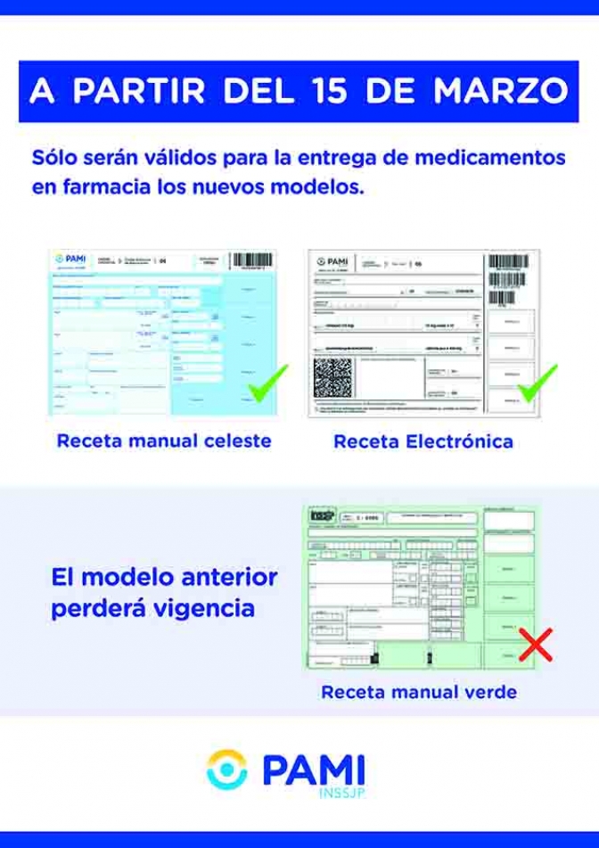 PAMI: nuevos modelos de receta