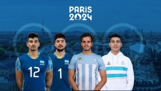 Los cuatro sanjuaninos que estarán en los Juegos Olímpicos - París 2024 son: Bruno Lima (vóley), Matías Sánchez (vóley), Agustín Bugallo (hockey césped) y Gonzalo Molina (bicicross). Créditos: Ministerio de Turismo, Cultura y Deporte.