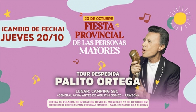 La Elección de la Reina de las Personas Mayores y el show de Palito Ortega pasaron al jueves 20 de octubre